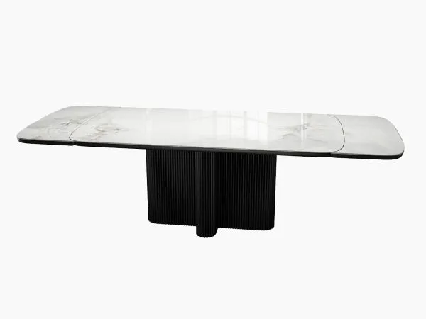 Стол DikLine DKO140 Керамика Platinum ART (белый глянец)/подстолье черное/опоры черные (2 уп.)