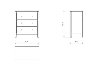 2.08.02.020.4 САГА комод 3 ящика серый