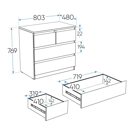 2.05.02.050.3 МАЛЬТА комод 2+2 ящика 80х76 сонома RU