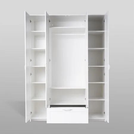 2.02.01.520.1 СИРИУС шкаф 4 двери и 1 ящик 156х59х220 белый RU (с 2 зеркалами)