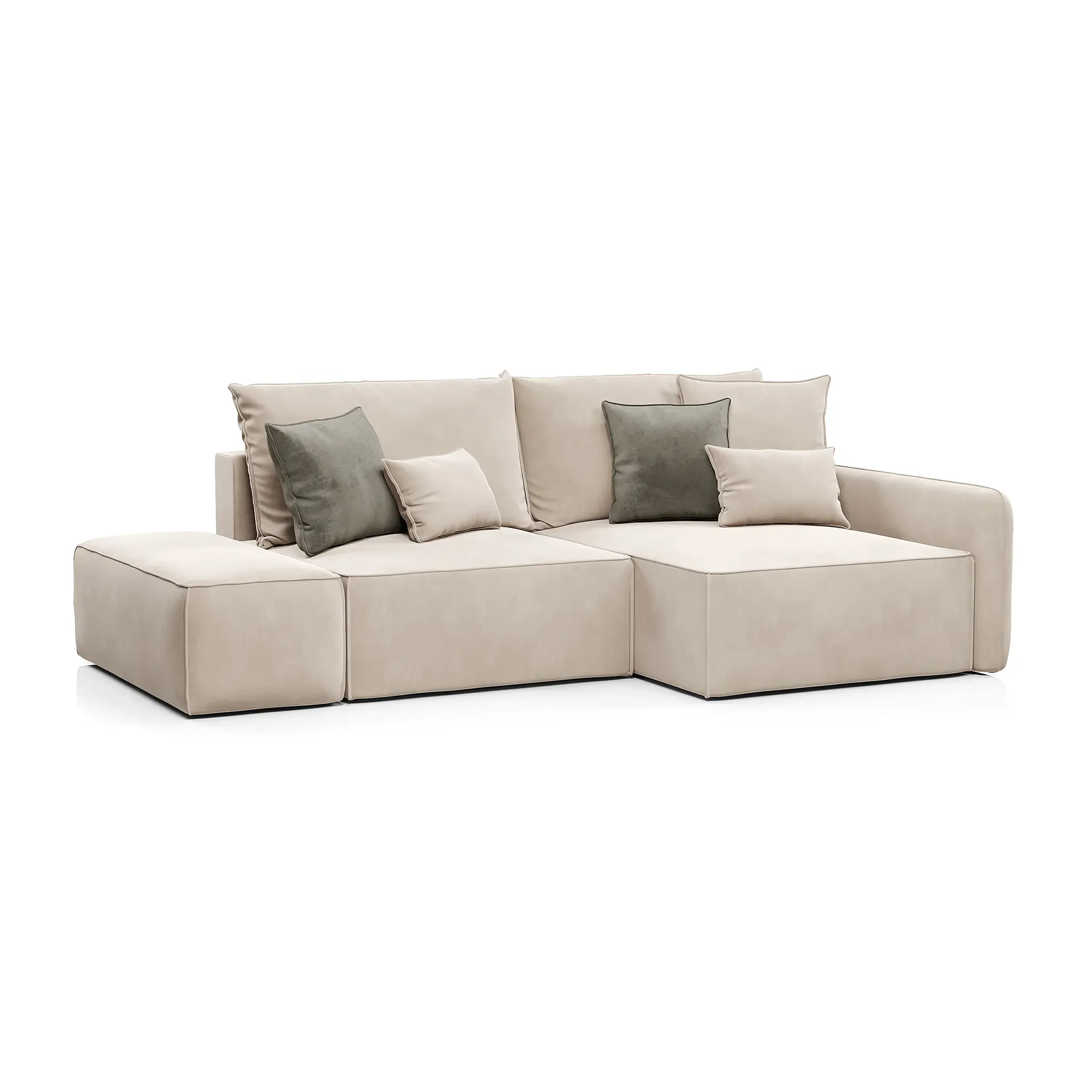 ПОРТЛЕНД Диван угловой с банкеткой светло-бежевый