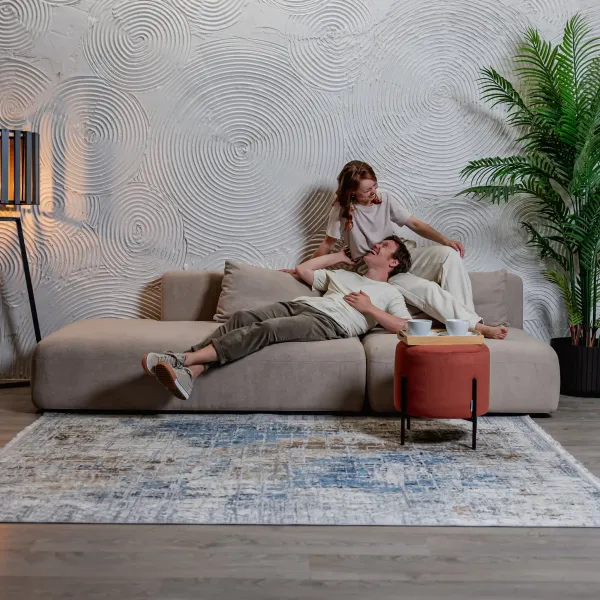 НОВЫЕ ЭМОЦИИ Диван прямой, латте, банкетка слева