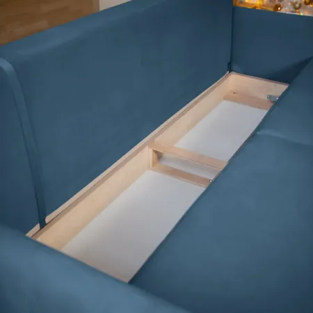 СКАНДИ Диван тканевый прямой синий