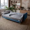 СКАНДИ Диван тканевый прямой синий