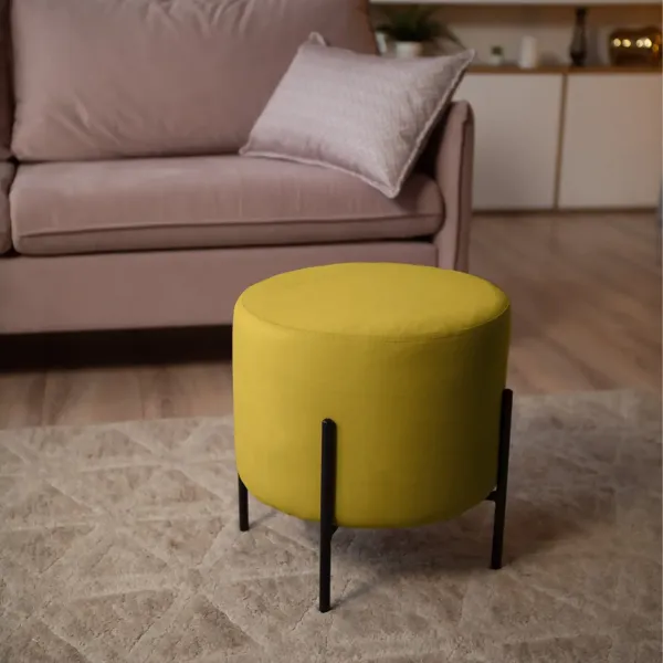 Маленькая радость Пуф круглый на ножках, горчичный