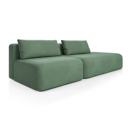 НОВЫЕ ЭМОЦИИ Диван прямой, темно-зеленый, банкетка справа