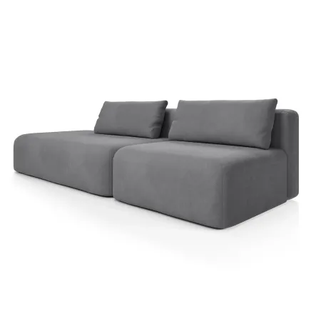 НОВЫЕ ЭМОЦИИ Диван прямой, серый, банкетка слева