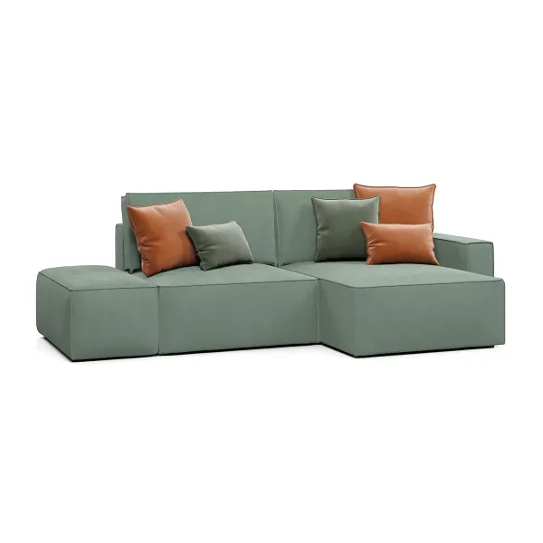 КОРСО Диван угловой с банкеткой, темно-зеленый
