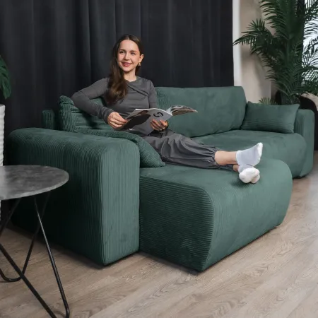 ДОЛГОЖДАННЫЙ ОТПУСК Диван угловой, изумрудный