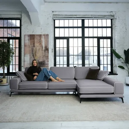 Солнечное побережье Диван угловой, галечный серый