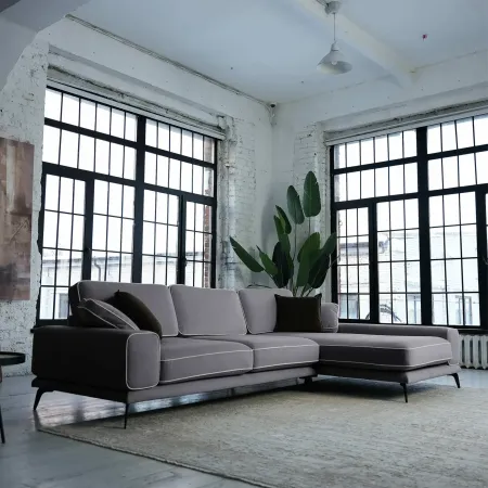 Солнечное побережье Диван угловой, галечный серый