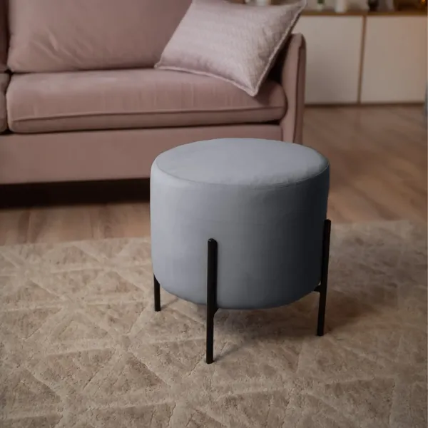 Маленькая радость Пуф круглый на ножках, светло-серый