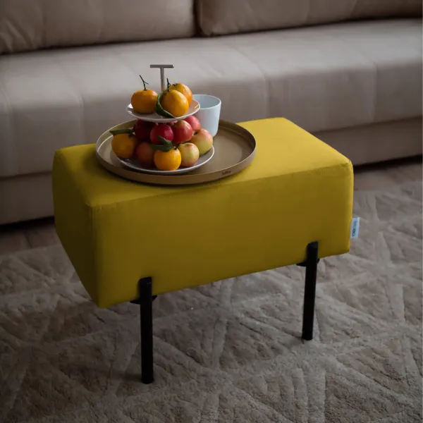 Маленькая радость Пуф прямоугольный на ножках, горчичный