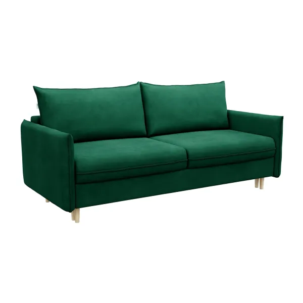 СКАНДИ Диван тканевый прямой изумрудный