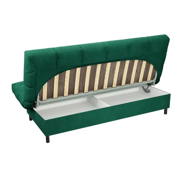 ЮТА Диван прямой зеленый ППУ, с черными ножками