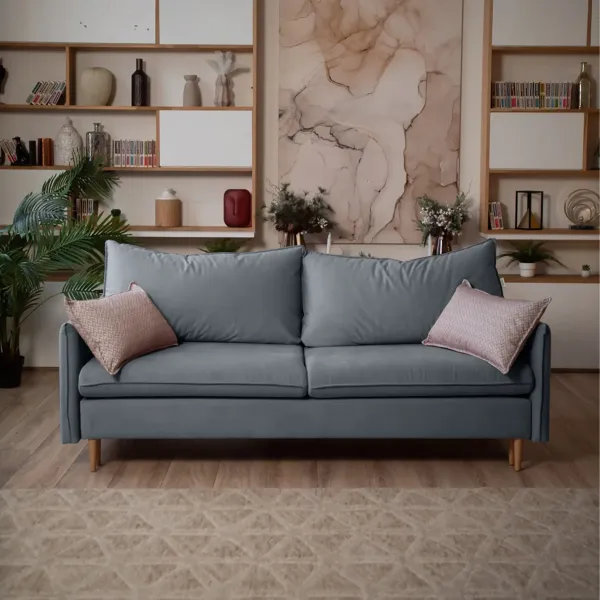 СКАНДИ Диван тканевый прямой светло-серый