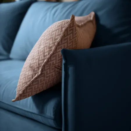 СКАНДИ Диван тканевый прямой синий