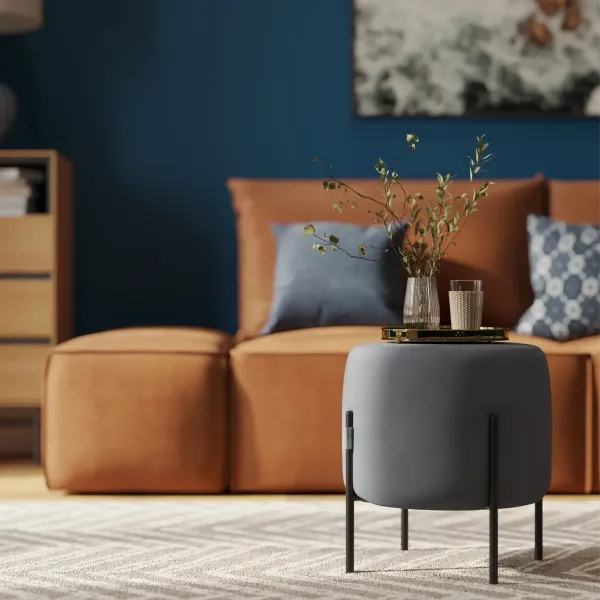 Маленькая радость Пуф круглый на ножках, светло-серый