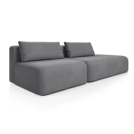 НОВЫЕ ЭМОЦИИ Диван прямой, серый, банкетка справа